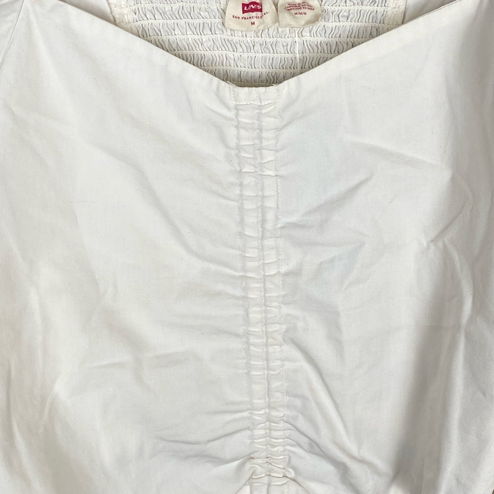 NWT LEVI’S Devin White Cropped Puff Sleeve Blouse Women Size Medium - Picture 6 of 12